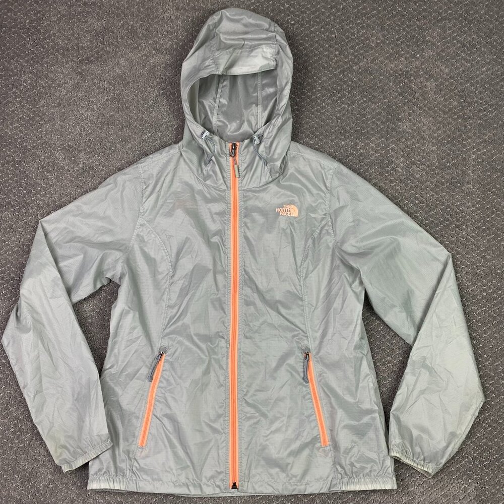The North Face Cyclone Hoodie Hooded Windbreaker Jacket Womens Medium Gray Nylon